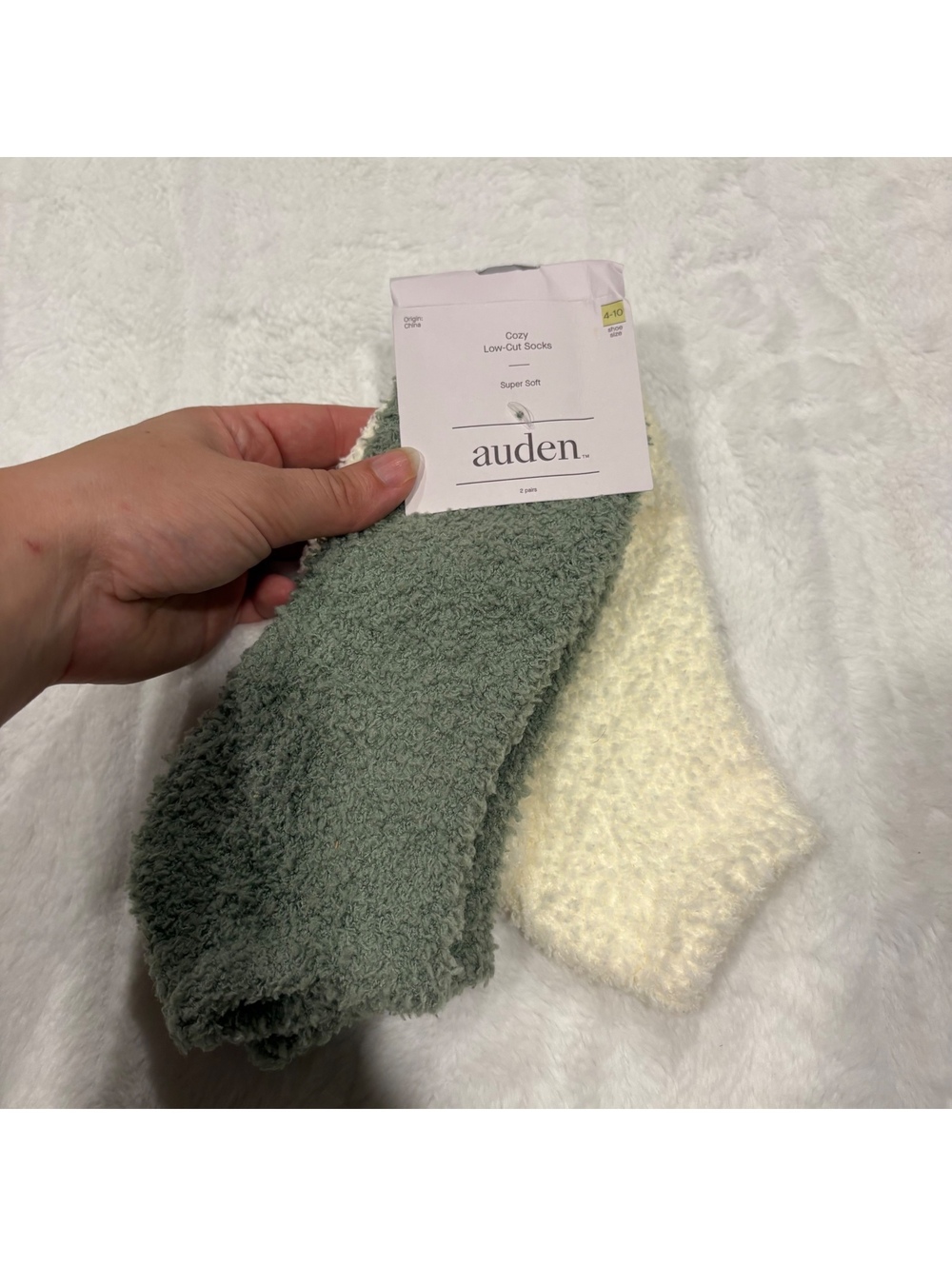 auden Cozy Low-Cut Socks Super Soft 2 Pairs Unisex Size 4-10 Cotton Blend